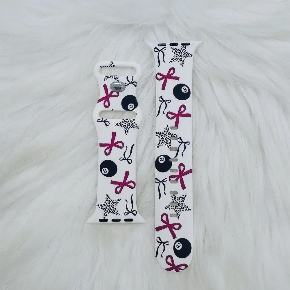 New Pink Bow & Stars Design Watch Band For Apple Watch 38mm / 40mm / 41mm